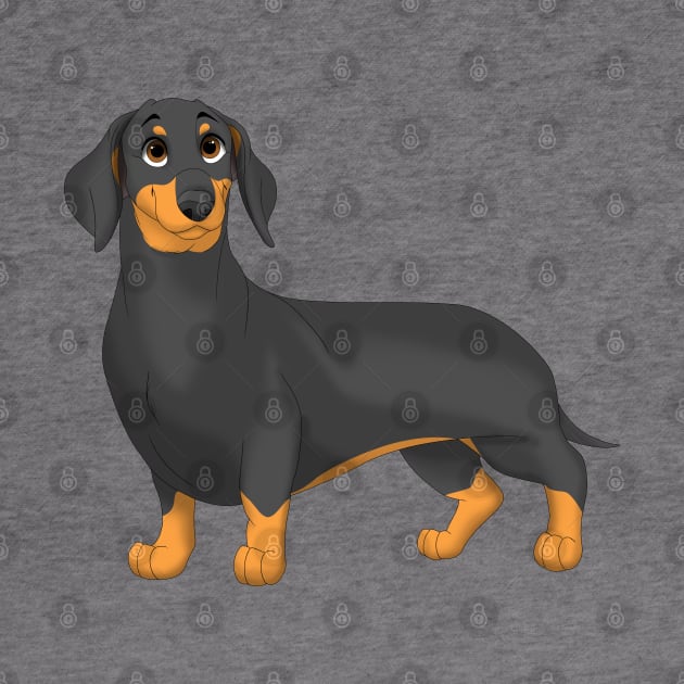 Black & Tan Smooth Dachshund Dog by millersye